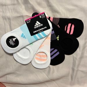 NWT Girls Adidas Superlite Super No Show Six Pack Girls 13C-4Y Medium